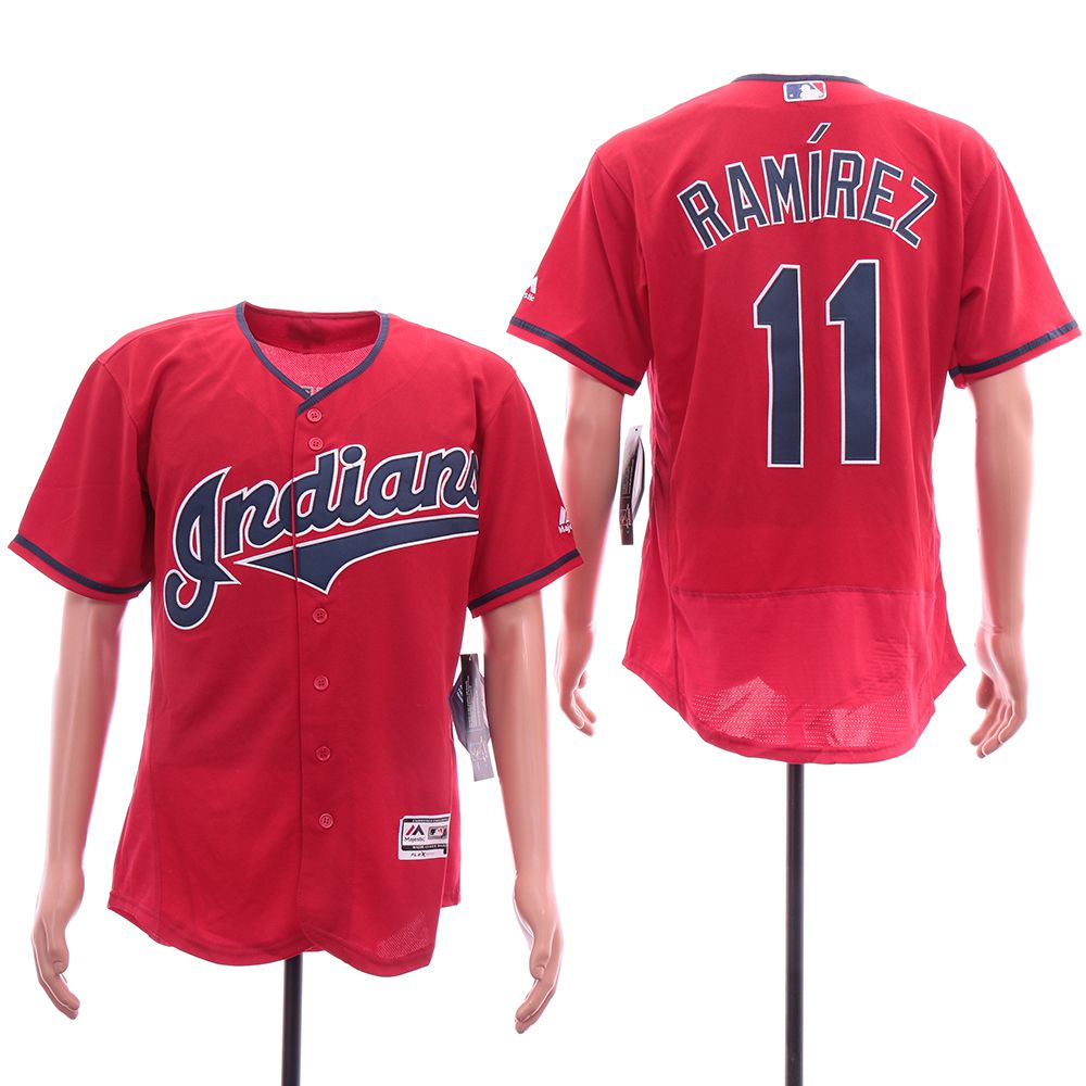 Men Cleveland Indians #11 Ramirez Red Elite MLB Jerseys